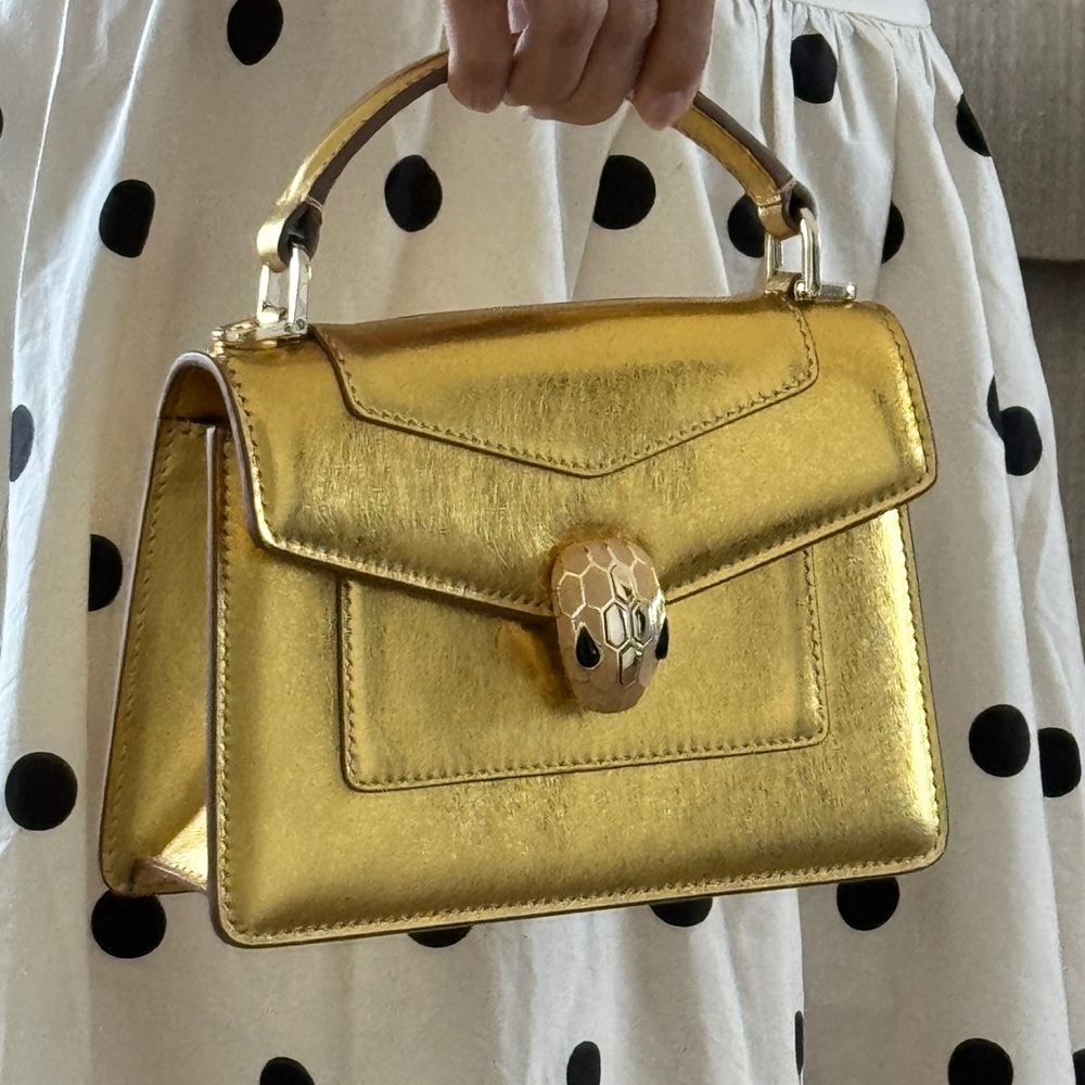 Posh authenticated Rare Bvlgari Serpenti Forever Gold Handbag